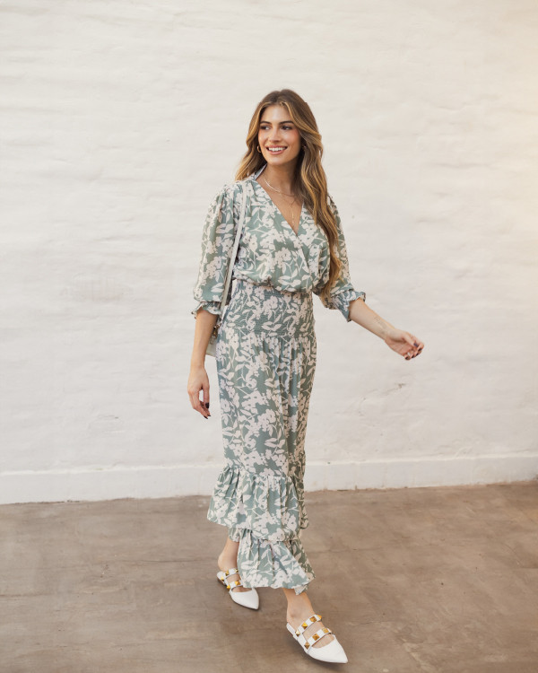 Vestido Valentina Maxi Floral Greenish