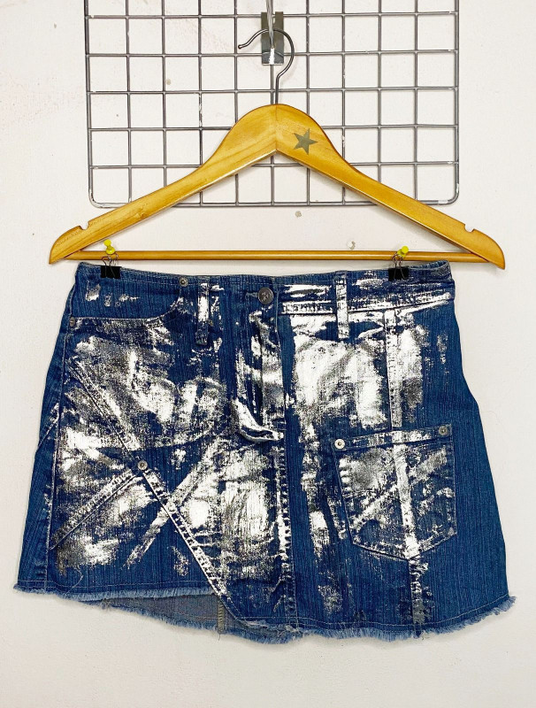 Mini de jeans con foil