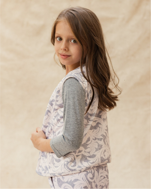 Chaleco Marina Kids Vintage Floral Gray