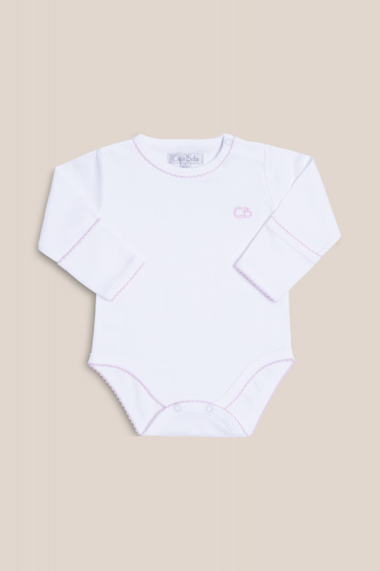 body basico blanco/rosa 0m