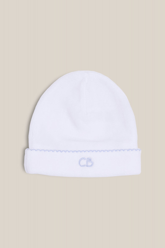 gorro basico plush blanco/celeste