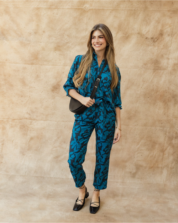 Pantalón Arianna Floral Blue Green