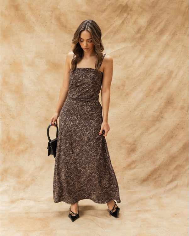 Vestido Gabrielle Animal Leopard Bronze