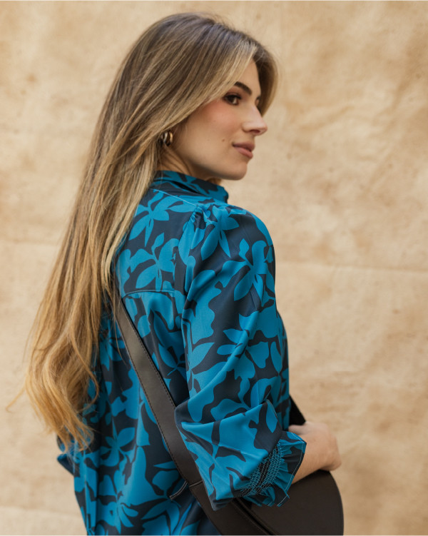 Camisa Emily Floral Blue Green