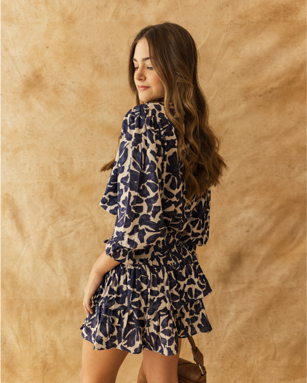 Vestido Valentina Mini Blue Neutral Paisley