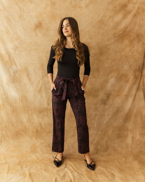 Pantalón Arianna Fierce Bordeaux Animal