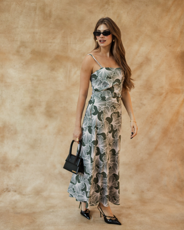 Vestido Gabrielle Moss Green Foliage