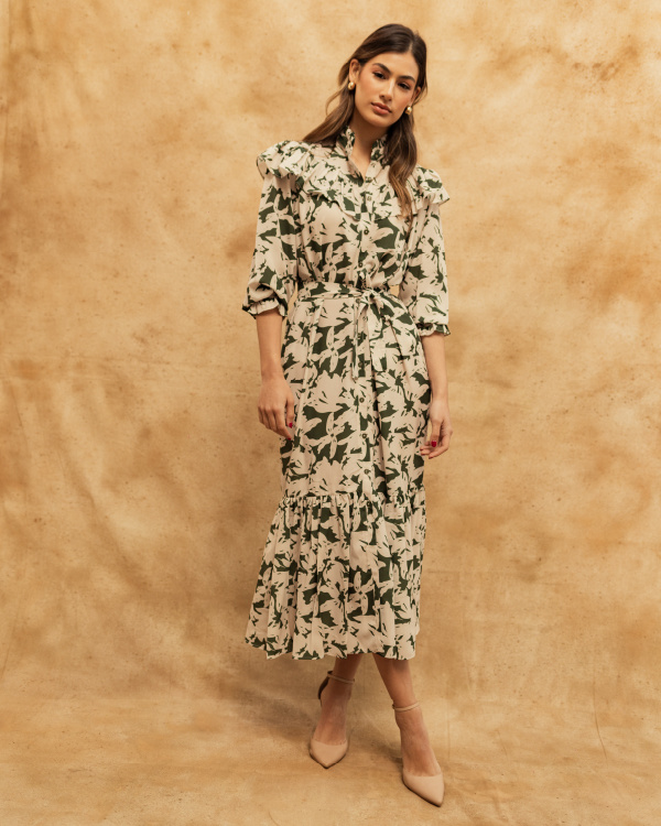 Camisero Marie Maxi Moss Green Flower