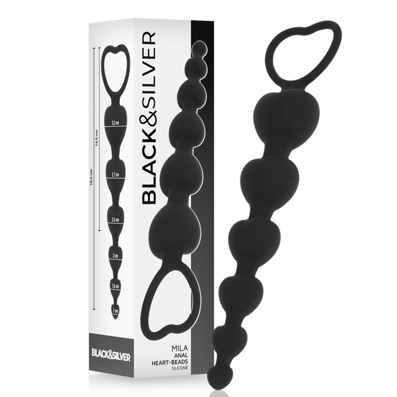 BLACK&SILVER - MILA PLUG ANAL CORAZONES 18 CM