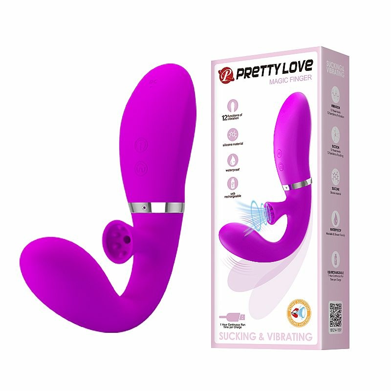 VIBRADOR DE PUNTO G Y CLITORIS - MAGIC FINGER - FUNCIÓN DE SUCCIÓN - PRETTY LOVE