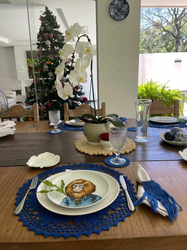 Set posa platos Grecia azul