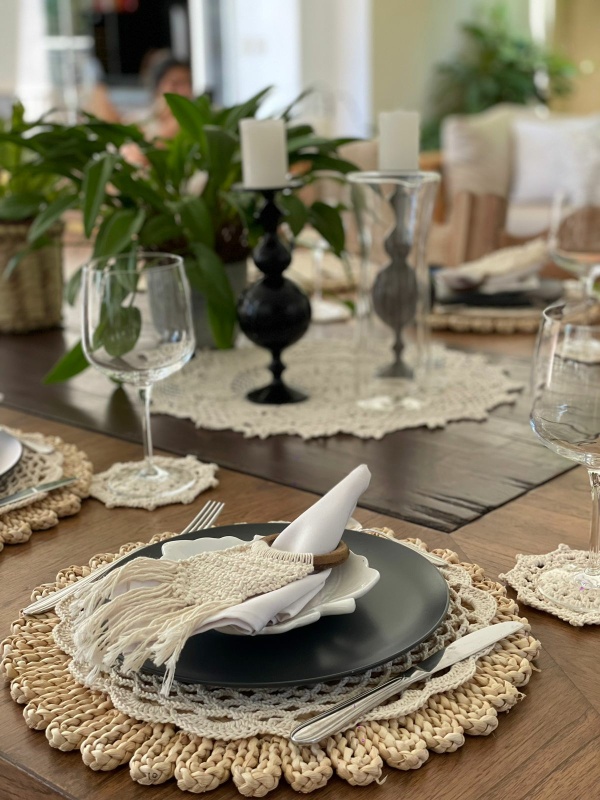 Set posa platos Venecia beige