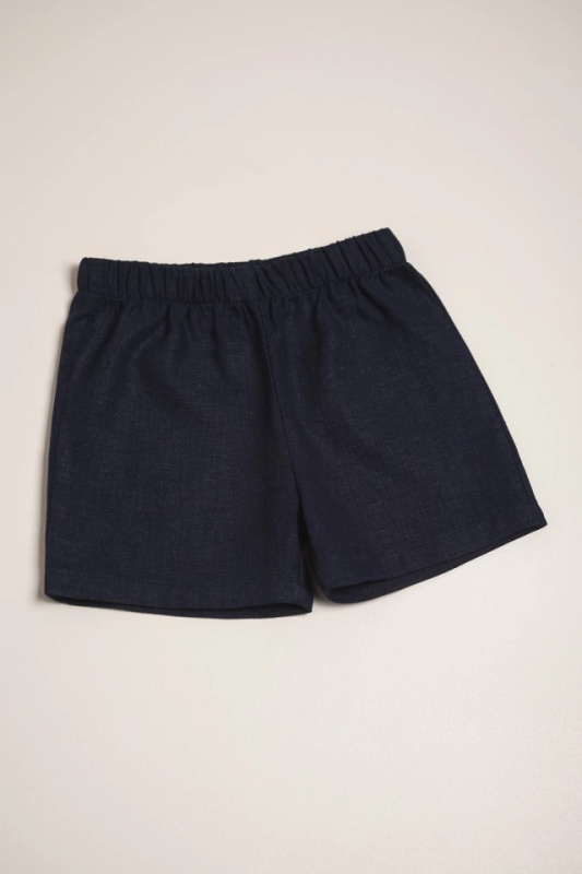 short de lino giorgio azul