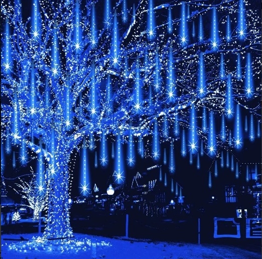 LUCES TUBO AZUL METEORO NAVIDEÑAS