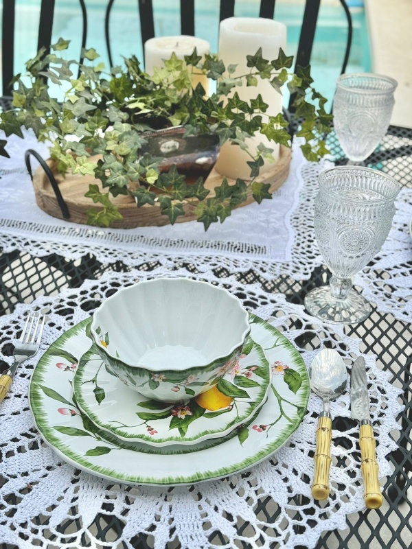 Set posa platos Grecia blanco