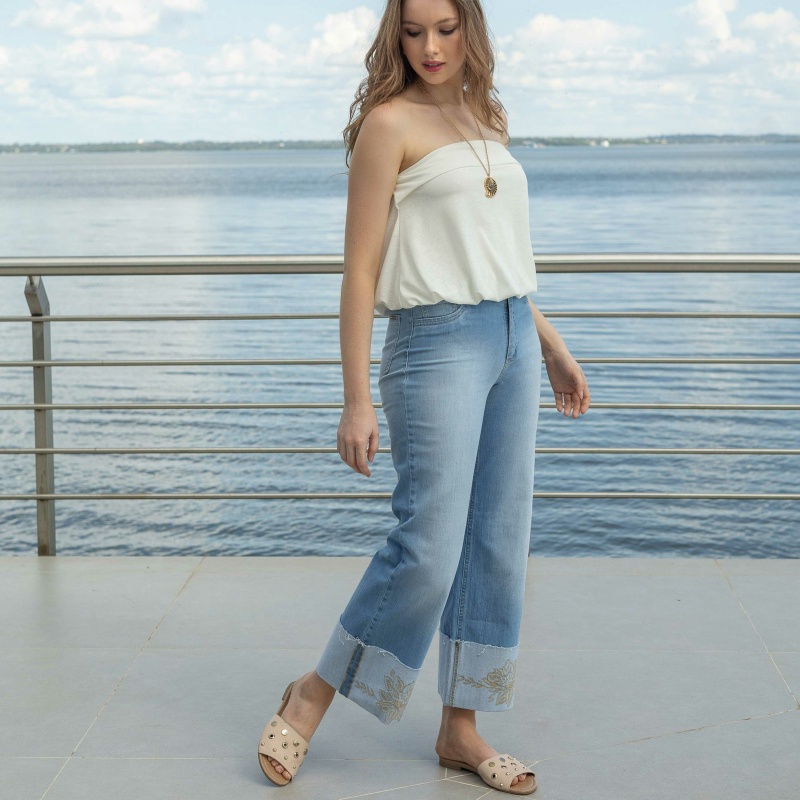 Pantalon Folded Wide Leg Jeans Cod.1240434