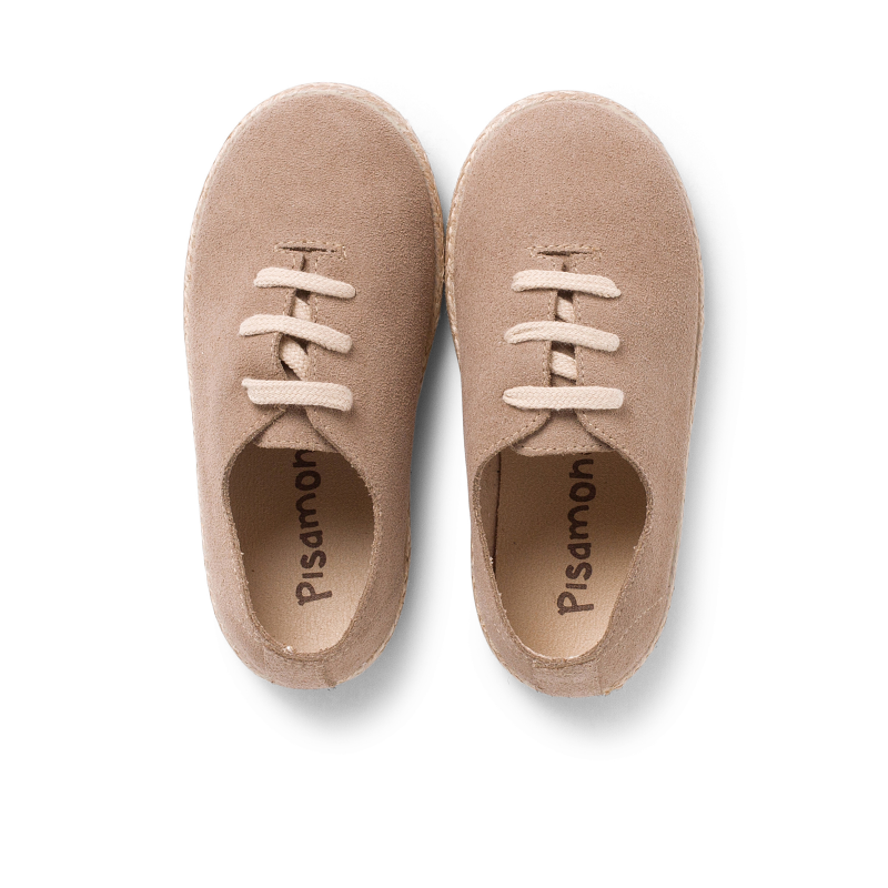 zapatillas  cordones serraje y yutu beige