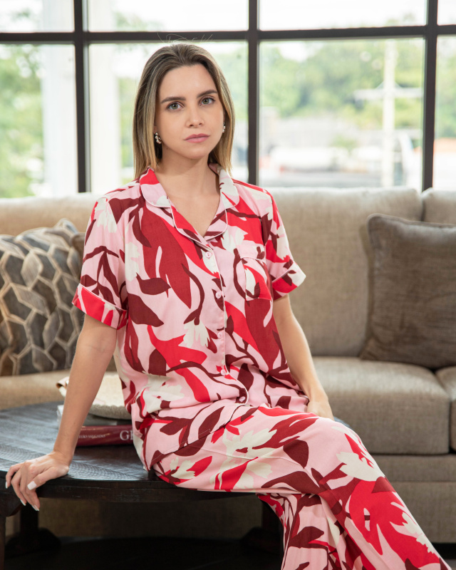 Conjunto Artemisa Rosa - Mangas cortas con pantalón