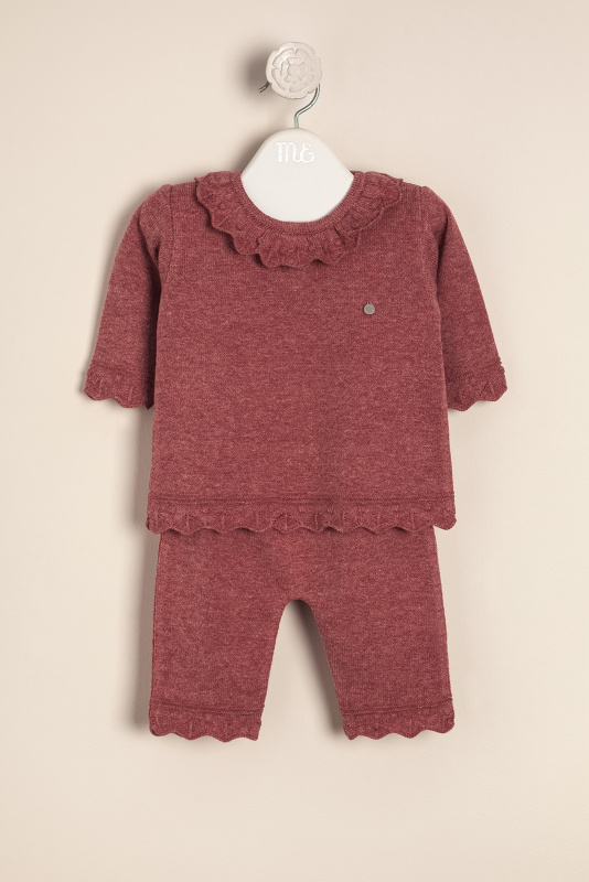 conjunto de swater volado y pantalon lia granate