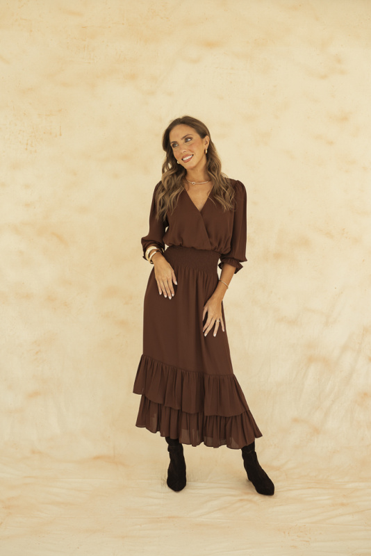 VESTIDO VALENTINA MAXI BROWN