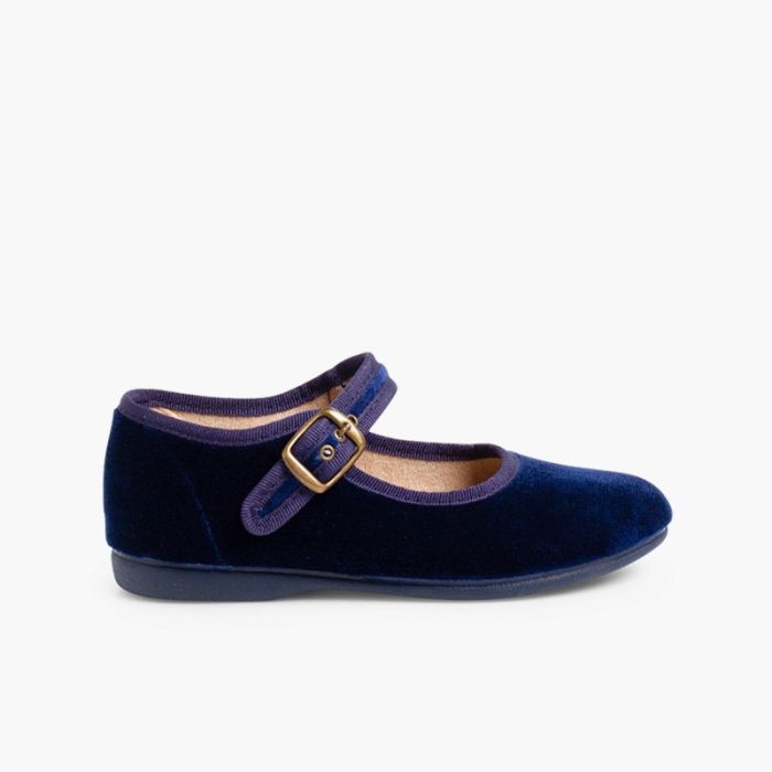 merceditas niña terciopelo hebilla azul