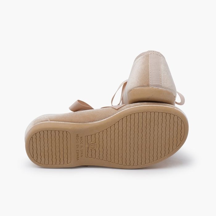 mercedita terciopelo lazo faya niña beige