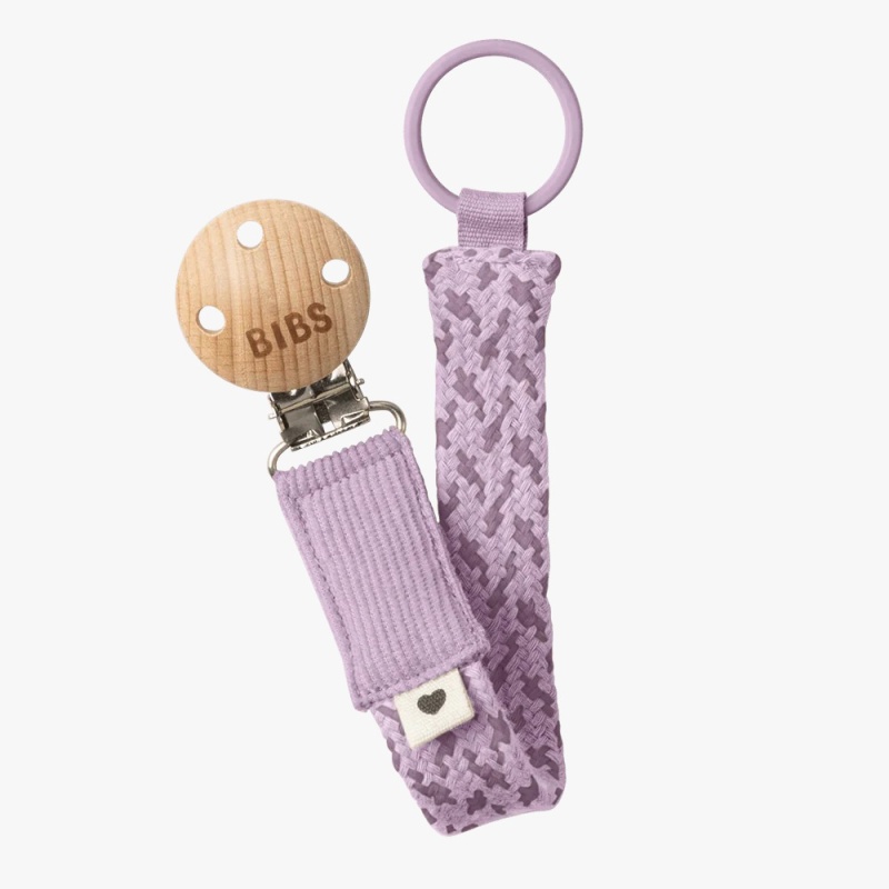 bibs pacifer clip braided violet sky mauve