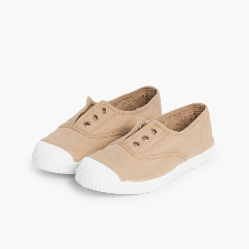 zapatillas lona sin cordones arena